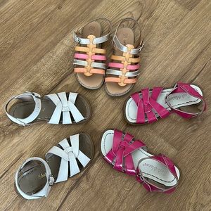 Bundle of sandals two Salt Water brand and one Cat & Jack for toddler girl.
